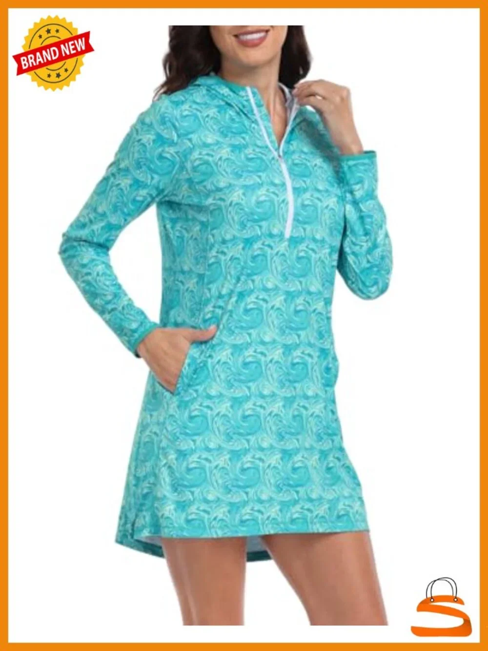 HDE Hooded Tunic Beach Coverup Long Sleeve UV Protection Swim Cover Up